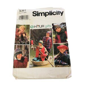 Vintage Simplicity Sewing Pattern 9781 Boys & Girls Accessories Hat Mittens More